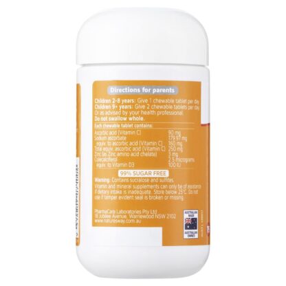 Nature's Way Kids Smart Vitamin C + Zinc + D 75 Chewable Tablets - Image 3