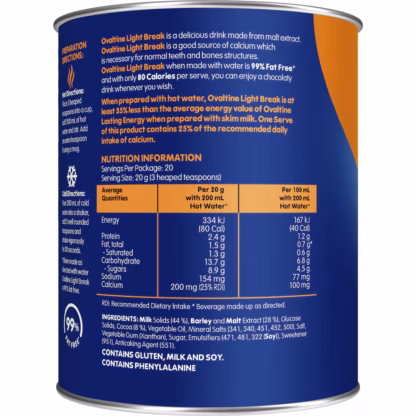 Ovaltine Chocolate Light Break Energy Drink 400g - Image 2